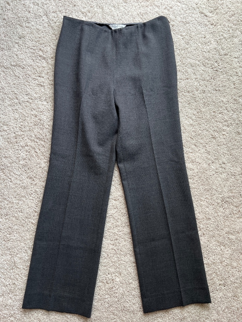 Max Mara Gray Virgin Wool Straight Leg Pants Size 10 Made in Italy